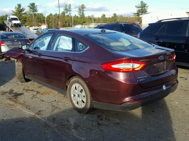 3FA6P0G72DR121701 - 2013 FORD FUSION S MAROON photo 3