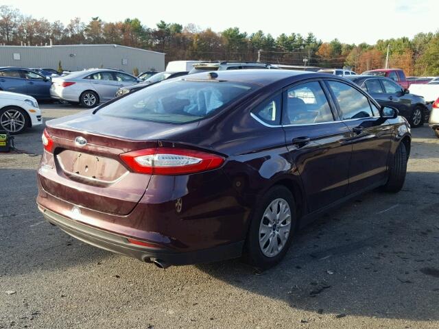 3FA6P0G72DR121701 - 2013 FORD FUSION S MAROON photo 4