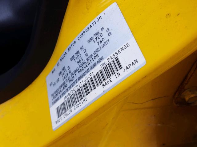 JM1BJ245031140491 - 2003 MAZDA PROTEGE PR YELLOW photo 10