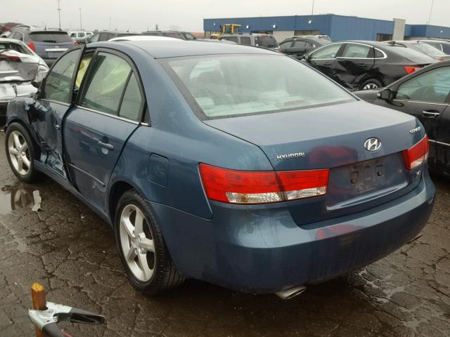 5NPEU46FX7H187970 - 2007 HYUNDAI SONATA SE BLUE photo 3