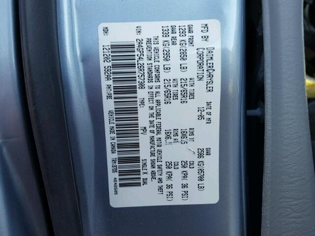 2A4GP54L26R757308 - 2006 CHRYSLER TOWN & COU BLUE photo 10