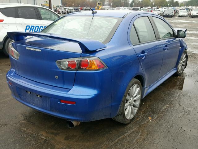 JA32U8FW7AU019838 - 2010 MITSUBISHI LANCER GTS BLUE photo 4