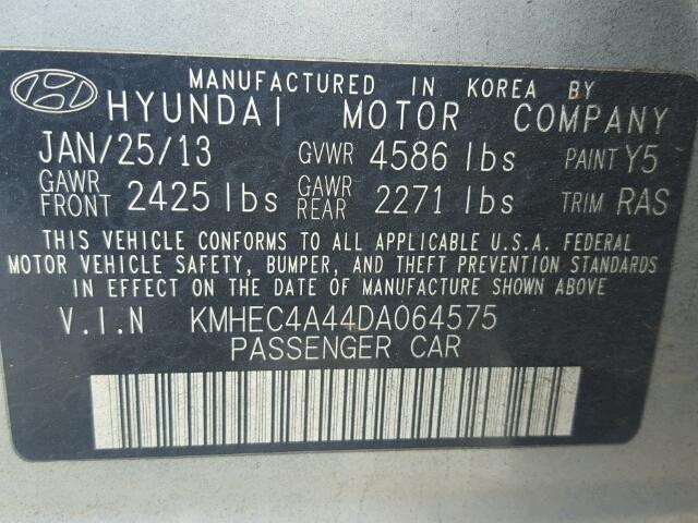 KMHEC4A44DA064575 - 2013 HYUNDAI SONATA HYB SILVER photo 10