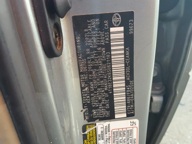 4T1BE32K65U621183 - 2005 TOYOTA CAMRY LE 青色 照片 10