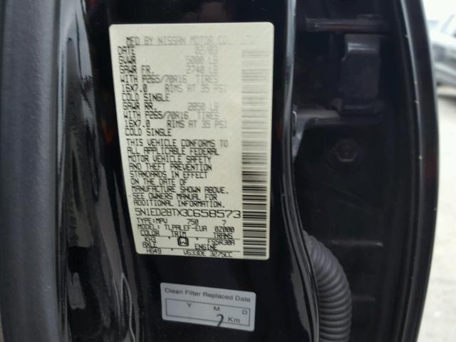 5N1ED28TX3C658573 - 2003 NISSAN XTERRA XE BLACK photo 10