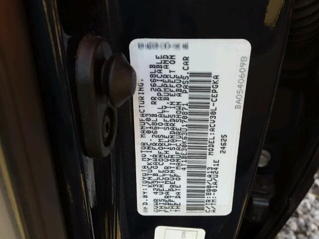 4T1BE30K63U170871 - 2003 TOYOTA CAMRY LE 蓝色 照片 10