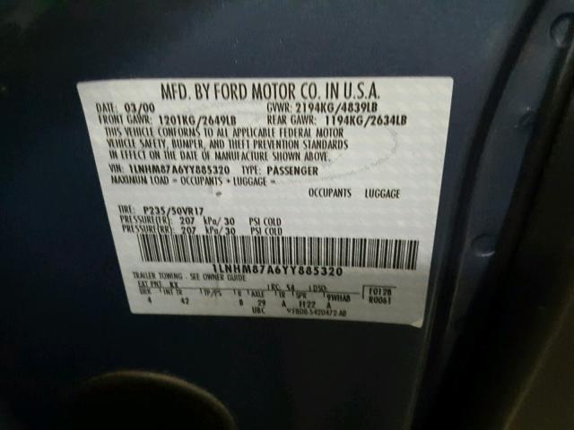 1LNHM87A6YY885320 - 2000 LINCOLN LS 银色 照片 10