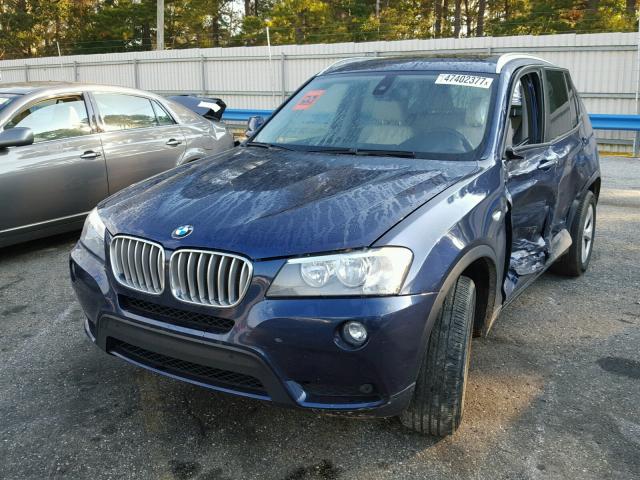 5UXWX5C54CL720705 - 2012 BMW X3 XDRIVE2 BLUE photo 2