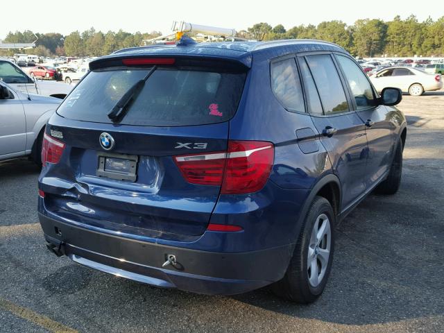 5UXWX5C54CL720705 - 2012 BMW X3 XDRIVE2 BLUE photo 4