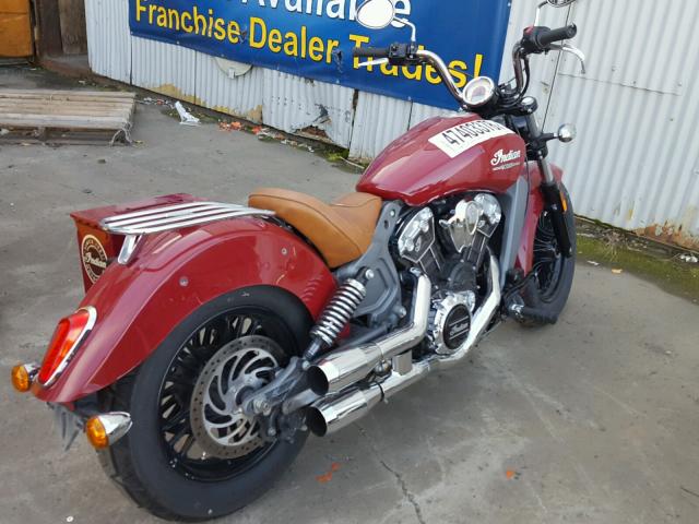 56KMSA003F3104677 - 2015 INDIAN MOTORCYCLE CO. SCOUT ABS RED photo 4