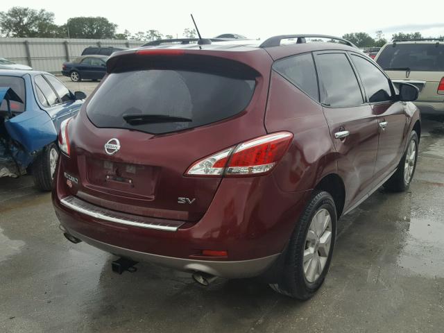 JN8AZ1MU9BW058268 - 2011 NISSAN MURANO S MAROON photo 4