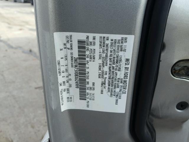 2MEFM75V08X624999 - 2008 MERCURY GRAND MARQ SILVER photo 10