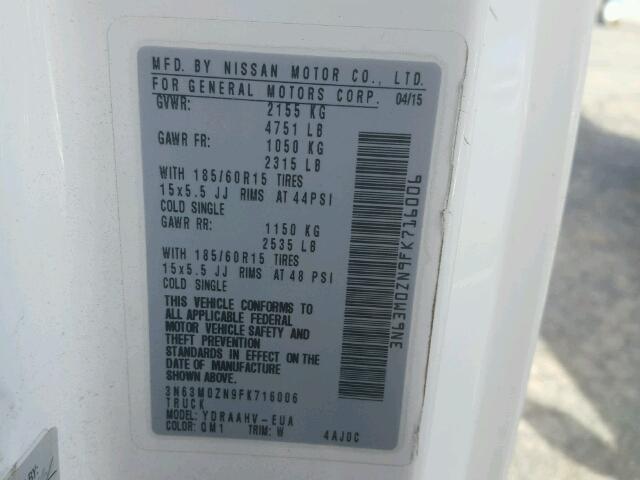 3N63M0ZN9FK716006 - 2015 CHEVROLET CITY EXPRE 白色 照片 10