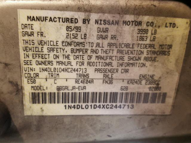 1N4DL01D4XC244713 - 1999 NISSAN ALTIMA XE BLUE photo 10