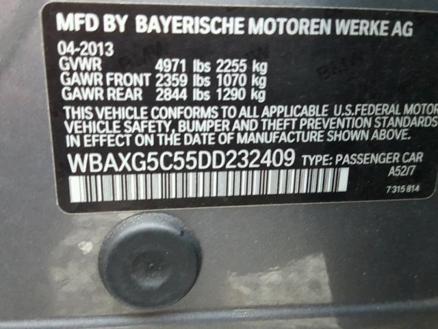 WBAXG5C55DD232409 - 2013 BMW 528 I CHARCOAL photo 10