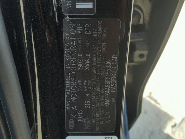 KNAFX4A86E5155886 - 2014 KIA FORTE EX BLACK photo 10