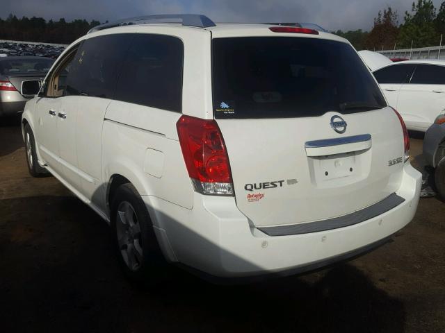 5N1BV28U67N104417 - 2007 NISSAN QUEST S WHITE photo 3