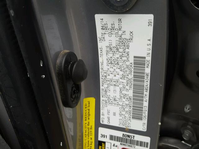 5TFJX4GN6EX033205 - 2014 TOYOTA TACOMA DOU SILVER photo 10