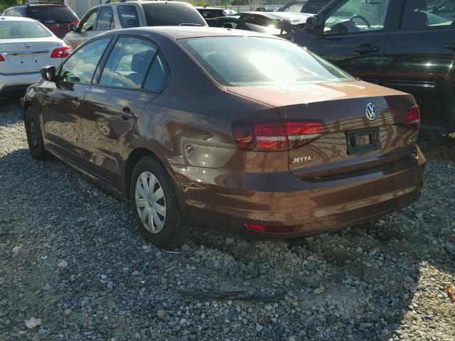 3VW267AJ2GM412867 - 2016 VOLKSWAGEN JETTA S BROWN photo 3