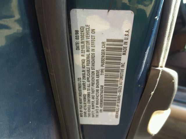 4S3BG6853W7640548 - 1998 SUBARU LEGACY 30T GREEN photo 10