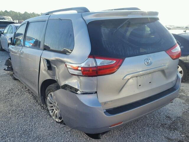 5TDYK3DC5FS659006 - 2015 TOYOTA SIENNA XLE SILVER photo 3