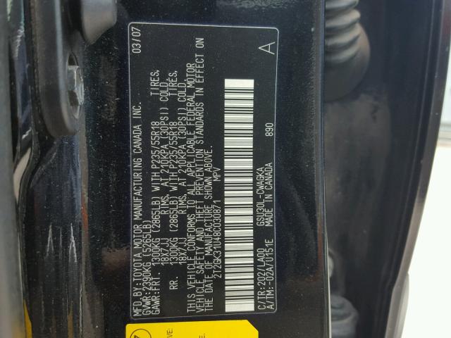 2T2GK31U48C030871 - 2008 LEXUS RX 350 BLACK photo 10