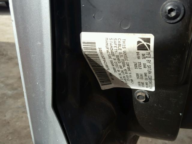 1G8AJ52F04Z198476 - 2004 SATURN ION LEVEL SILVER photo 10