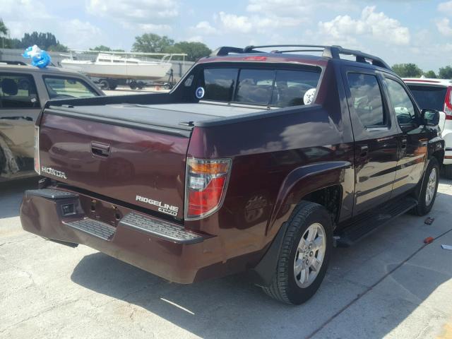 2HJYK16598H519590 - 2008 HONDA RIDGELINE PURPLE photo 4