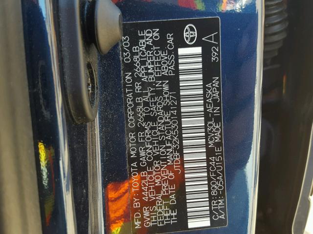 JTDBF32K530141271 - 2003 TOYOTA CAMRY LE 蓝色 照片 10