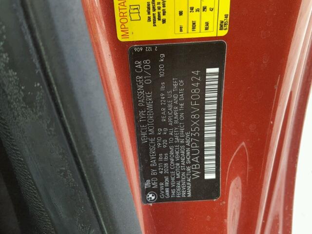 WBAUP735X8VF08424 - 2008 BMW 128 I წითელი ფოტო 10