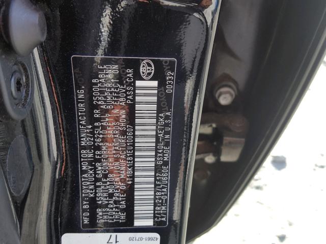 4T1BK1EB1EU100607 - 2014 TOYOTA AVALON BAS 黑色 照片 10