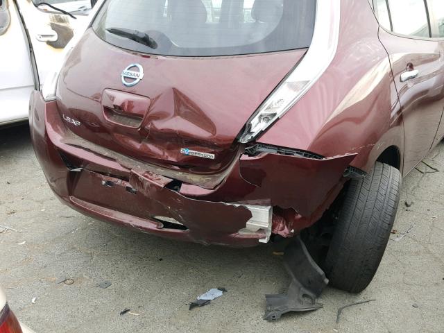 1N4BZ0CP8GC300262 - 2016 NISSAN LEAF SV BURGUNDY photo 9