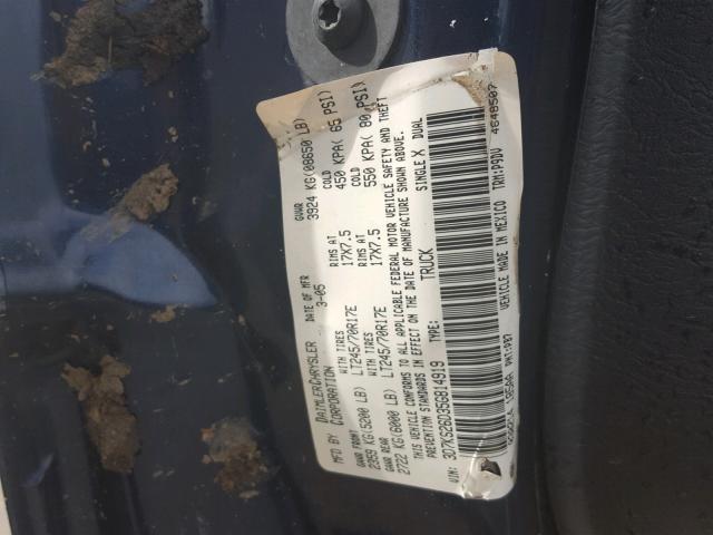 3D7KS26D35G814919 - 2005 DODGE RAM 2500 S BLUE photo 10