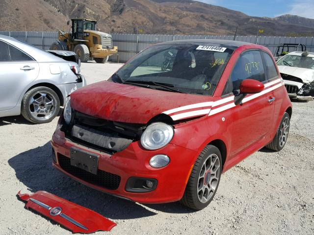 3C3CFFBRXCT126923 - 2012 FIAT 500 SPORT RED photo 2