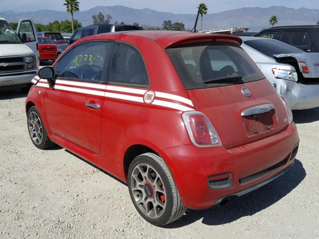 3C3CFFBRXCT126923 - 2012 FIAT 500 SPORT RED photo 3