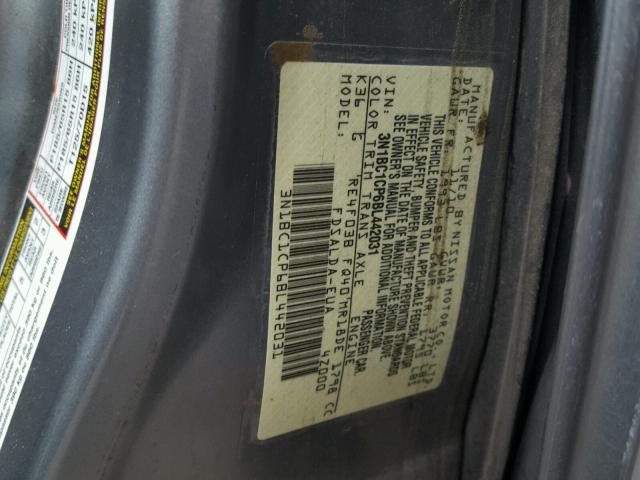 3N1BC1CP6BL442031 - 2011 NISSAN VERSA S GRAY photo 10