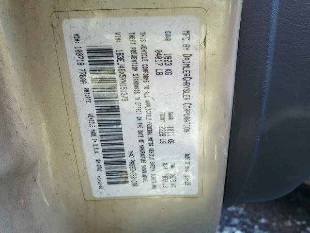 1B3EJ46X5YN151379 - 2000 DODGE STRATUS SE GOLD photo 10