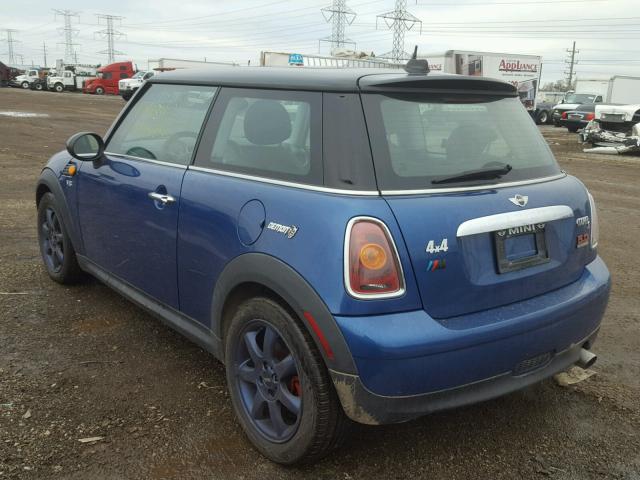 WMWMF335X7TU62578 - 2007 MINI COOPER BLUE photo 3