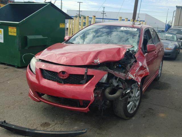 1NXBU40E09Z014823 - 2009 TOYOTA COROLLA BA RED photo 2