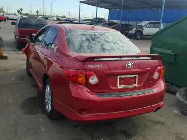 1NXBU40E09Z014823 - 2009 TOYOTA COROLLA BA RED photo 3