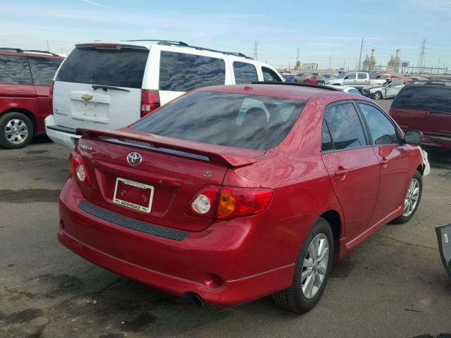 1NXBU40E09Z014823 - 2009 TOYOTA COROLLA BA RED photo 4