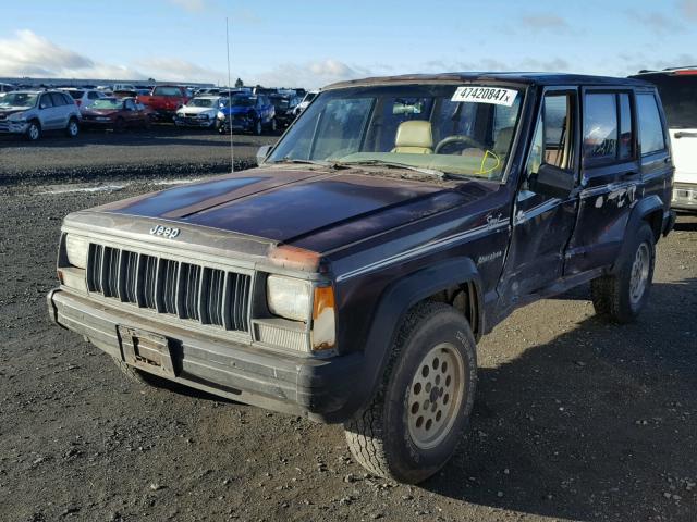 1J4FJ88S5NL112627 - 1992 JEEP CHEROKEE S MAROON photo 2