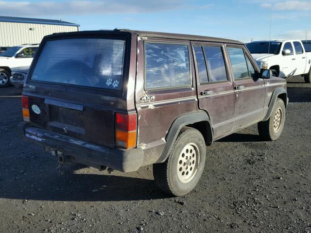 1J4FJ88S5NL112627 - 1992 JEEP CHEROKEE S MAROON photo 4