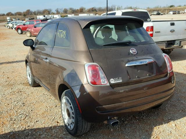 3C3CFFARXDT742849 - 2013 FIAT 500 POP BROWN photo 3