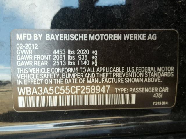 WBA3A5C55CF258947 - 2012 BMW 328 I BLACK photo 10