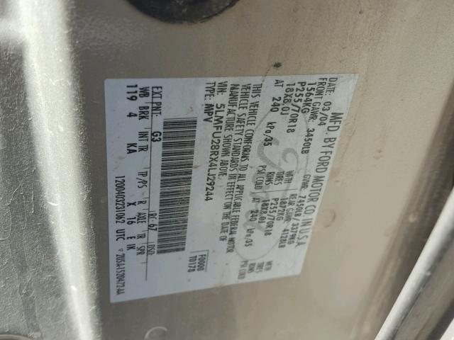 5LMFU28RX4LJ29244 - 2004 LINCOLN NAVIGATOR 金色 照片 10