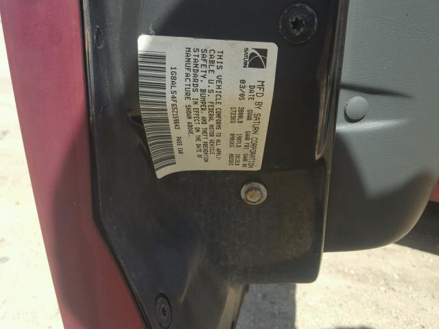 1G8AL54F65Z159643 - 2005 SATURN ION LEVEL RED photo 10