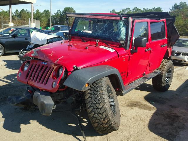 1C4HJWDG3EL151320 - 2014 JEEP WRANGLER U RED photo 2