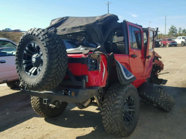 1C4HJWDG3EL151320 - 2014 JEEP WRANGLER U RED photo 4