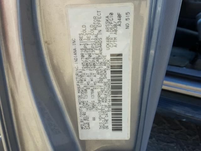 5TBBT441X2S294834 - 2002 TOYOTA TUNDRA ACC SILVER photo 10